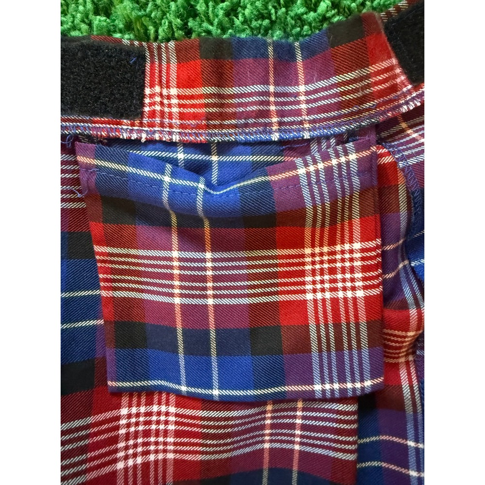 Sport Kilt Red Blue Tartan Plaid Pleated Mini Kilt with Pocket Mens Womens (B) - Picture 8 of 9